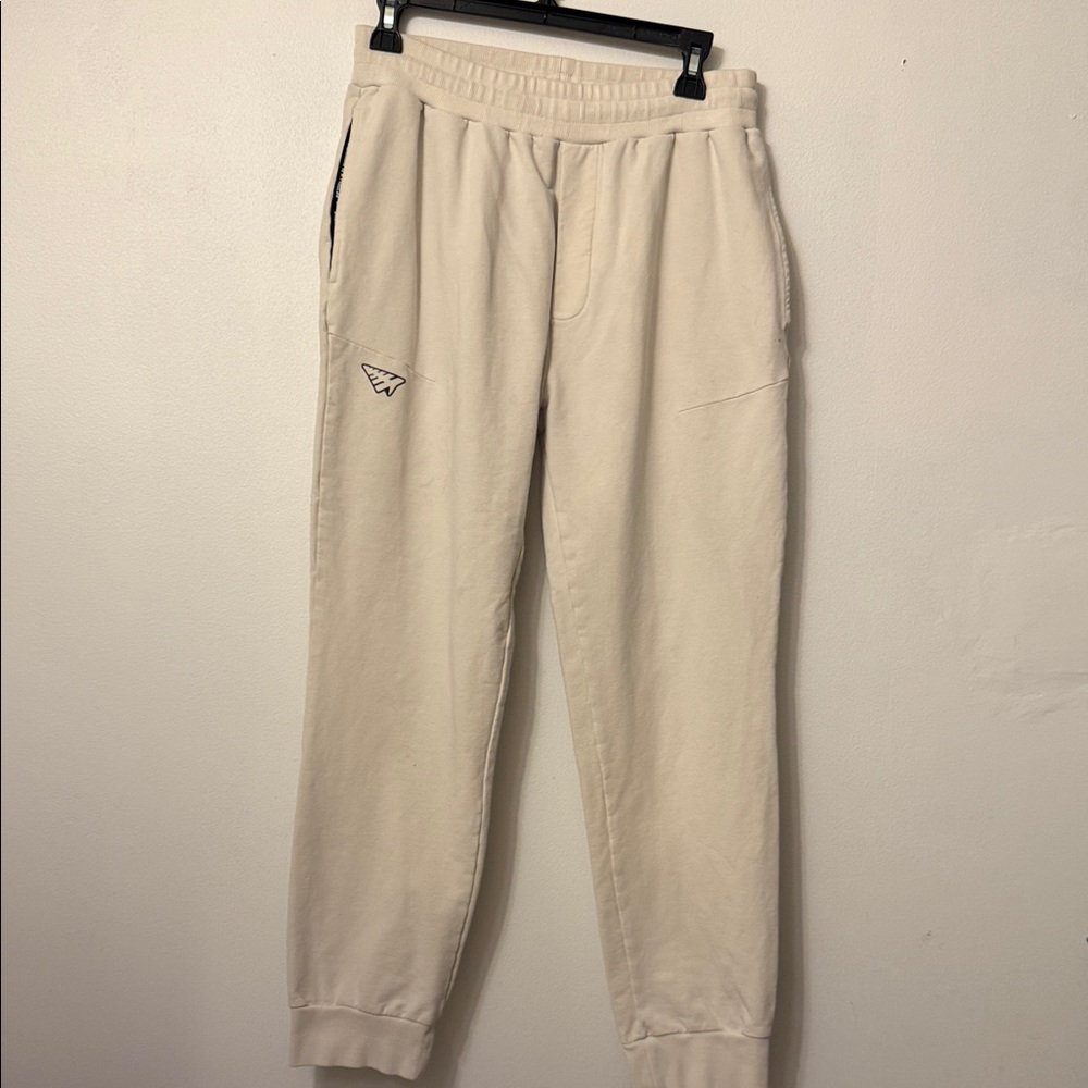 Men's Beige Jogger Pants with Logo